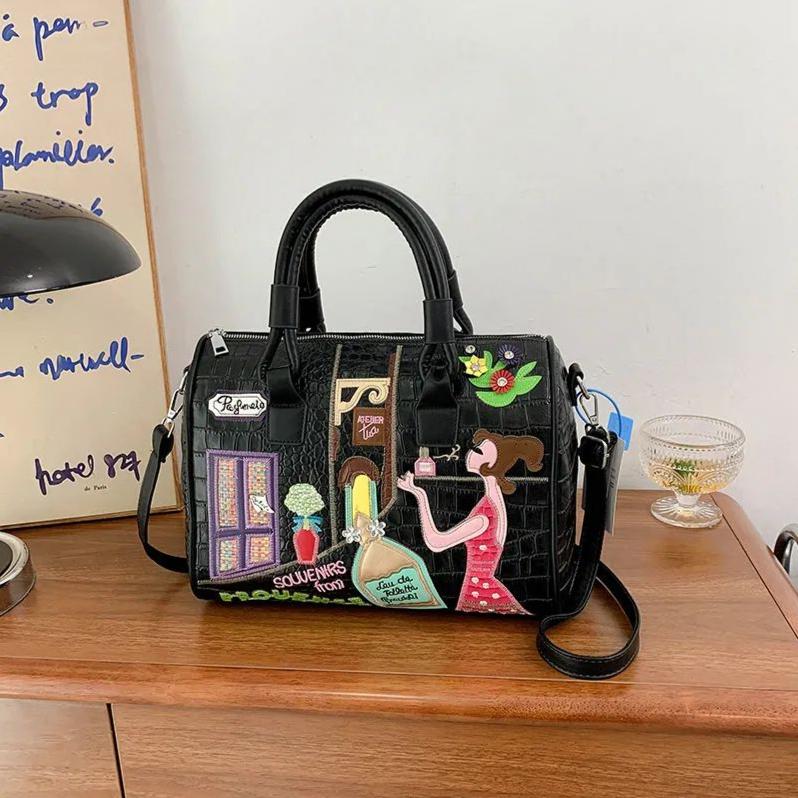 WTEMPO Kvinner stor håndveske skulderveske broderisett dekorasjonssømveske