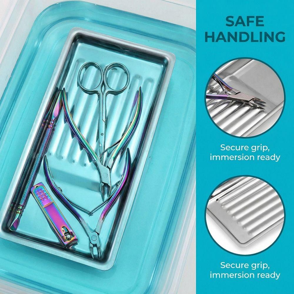 2Pcs Square Cosmetic Storage Tray Stainless Steel Beauty Salon Tray  Beauty Salon Use