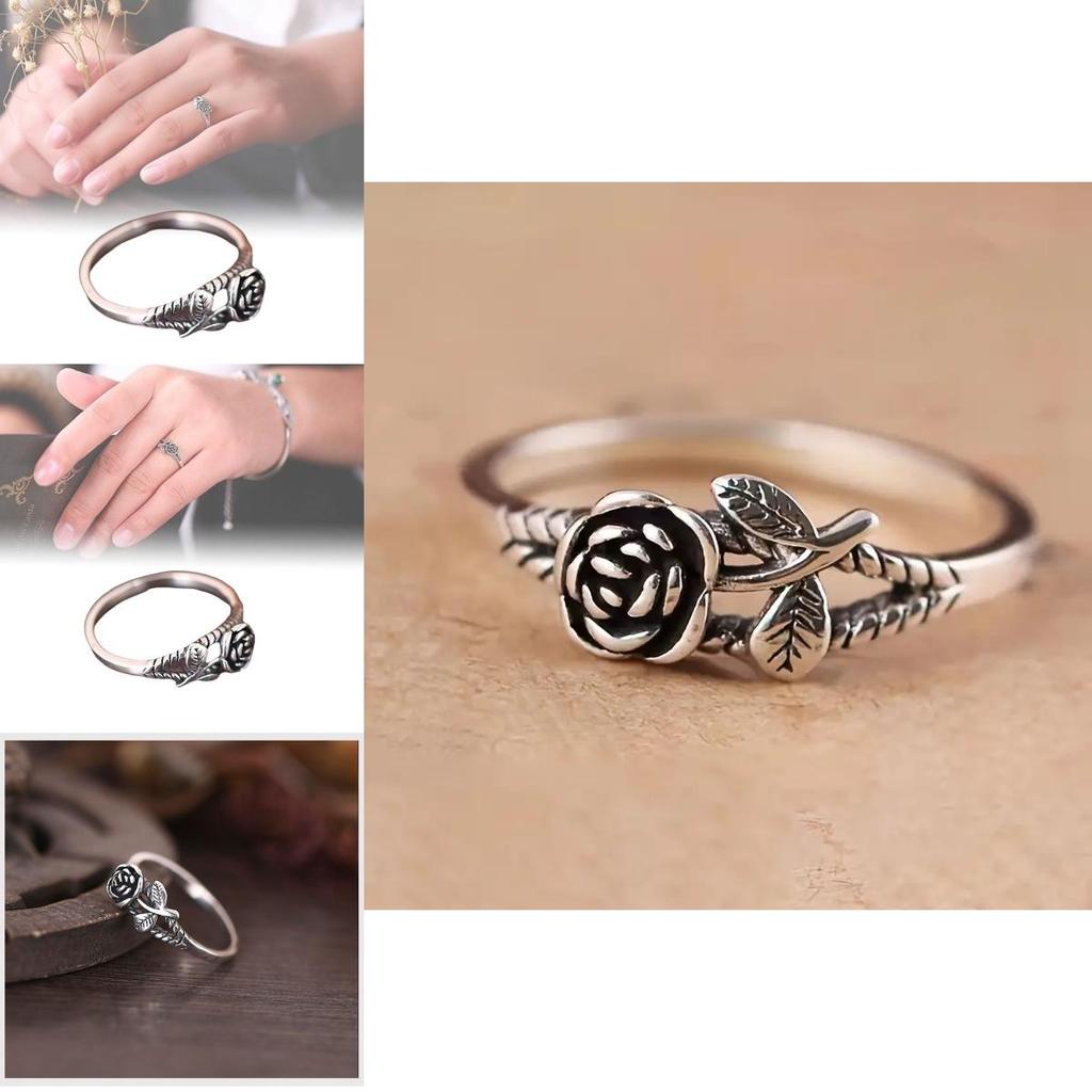Chic Retro Gold And Silver Rose Rings Exquisite Floral Design For Women Alloy Material