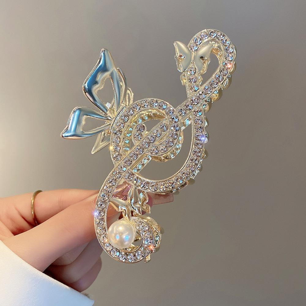 Thick Hair Music Note Claw Clip Rhinestone Metal Hairpins New Hair Clips Women