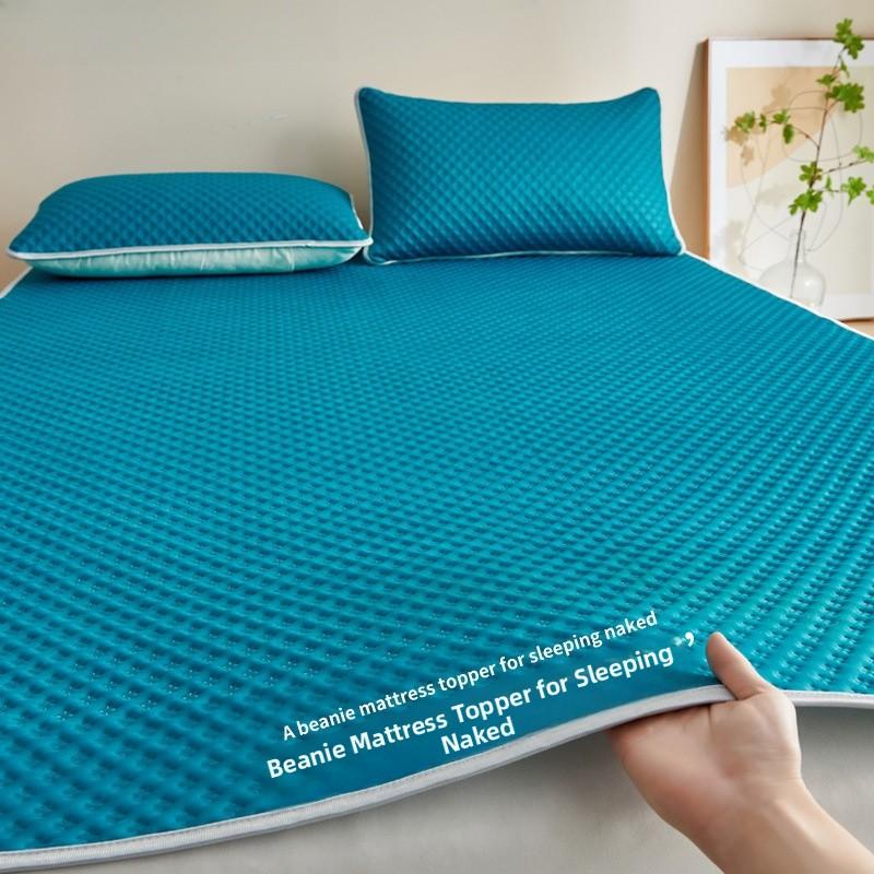Summer Ice Silk Cooling Mat Bean Bag Three-Piece Bedding Style Dormitory Student Single Washable Home Air Conditioned Mat