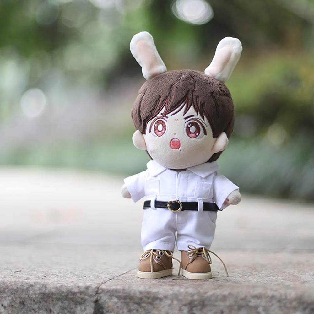 niannyyhouse 20cm Doll Clothes, Plush Doll Coveralls, Muppet Outfit, Cotton Doll Clothes, Baby Doll Clothes (White-2)