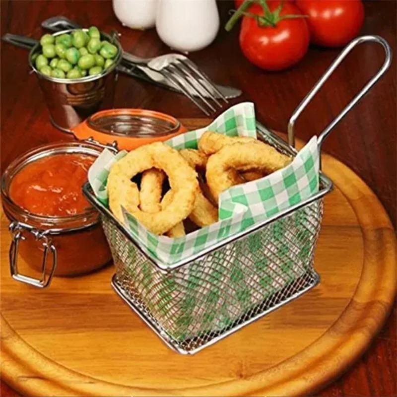 1PC Stainless Steel French Fries Basket Kitchen Fry Food Presentation Basket