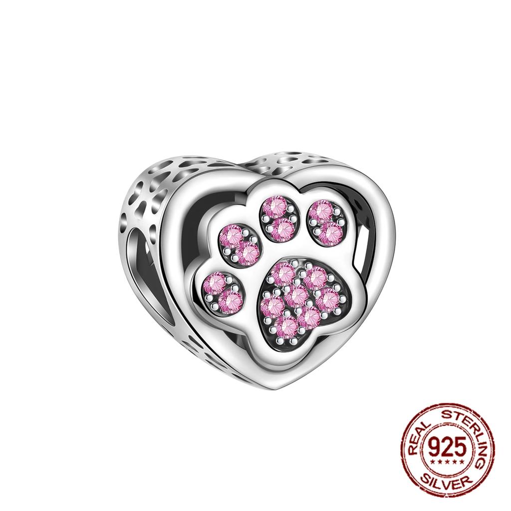 Copper Love Pink Mom Bear Travel Beads Fit Charm Bracelet For Women Fine Jewelry Making