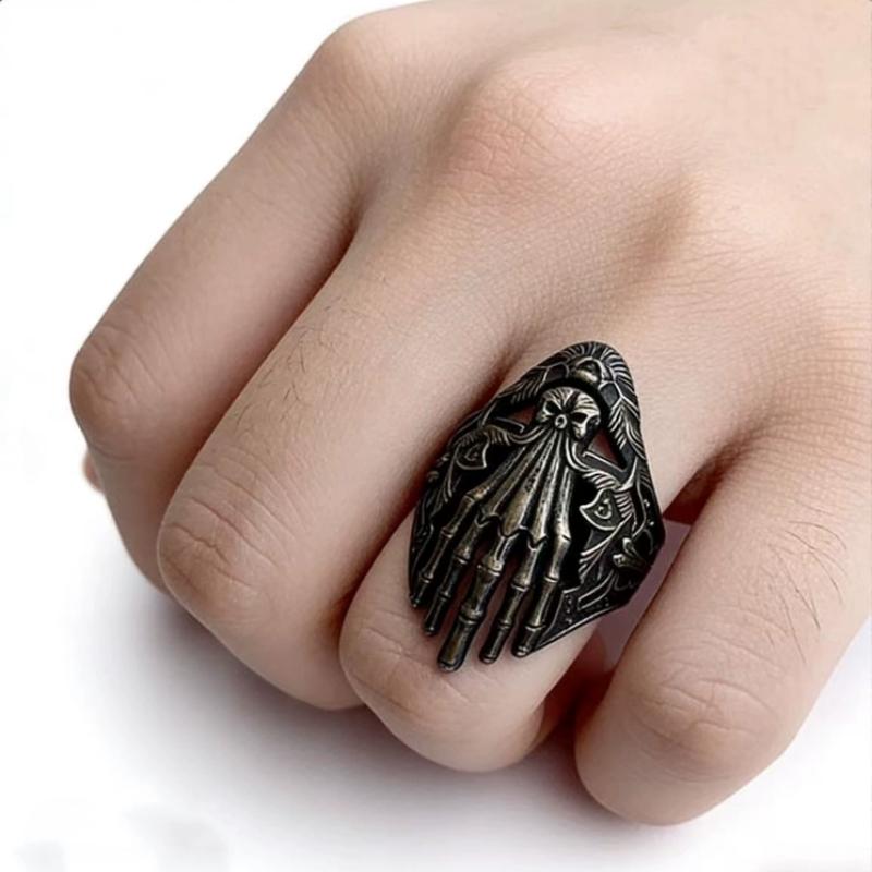 Retro Punk Gothic Style Skull Magic Hand Open Ring For Men Women Jewelry Accessories Gift