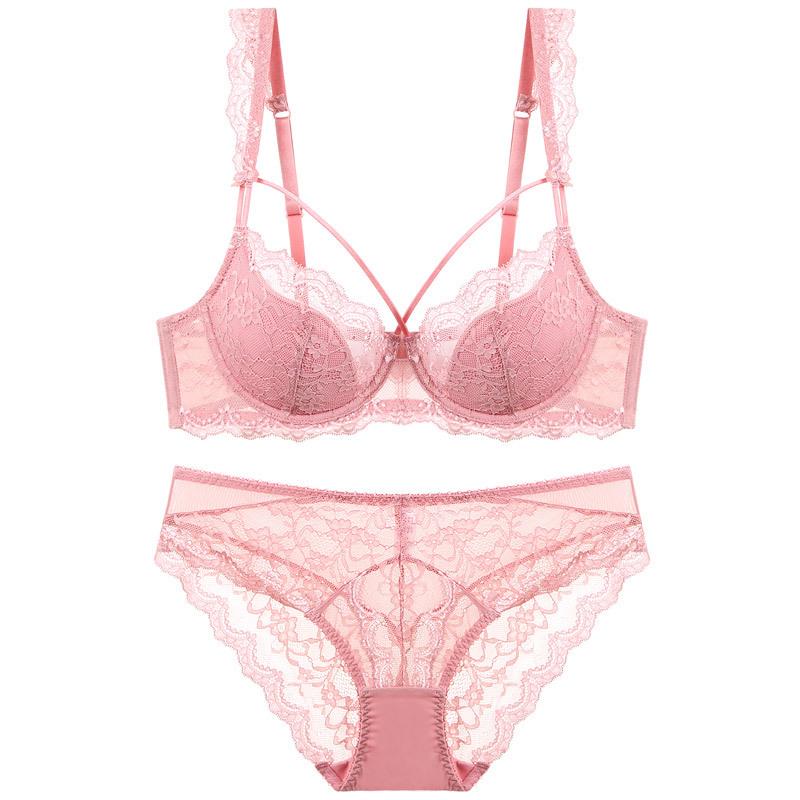 European & American Sexy Lace Cotton Bra Set - Comfortable, Breathable, Gathered, Plus Size Women's Underwear