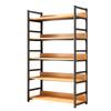 Multi layer storage rack home bookshelf floor display rack simple steel and wood storage rack
