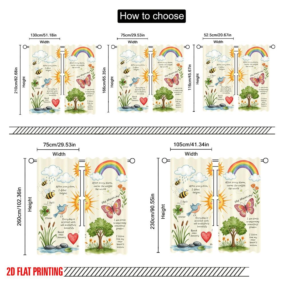 2pcs 2D flat printing Curtains Sweet Moments Gentle Spirit Kindness Fabric Without Electricity Seasonal Party & Holiday Decor