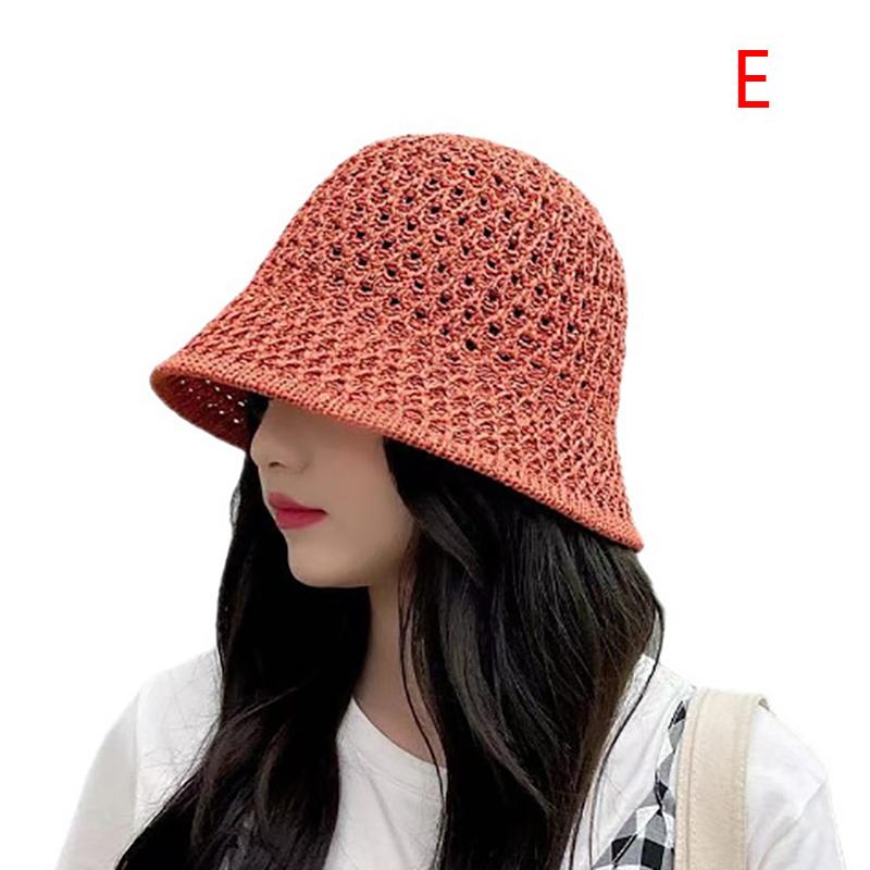 Bucket Hat Designer Wide Brim Women Bucket Hat Summer Straw Woven Sun Visor Hats Hollow Hat Striped Beach Hat