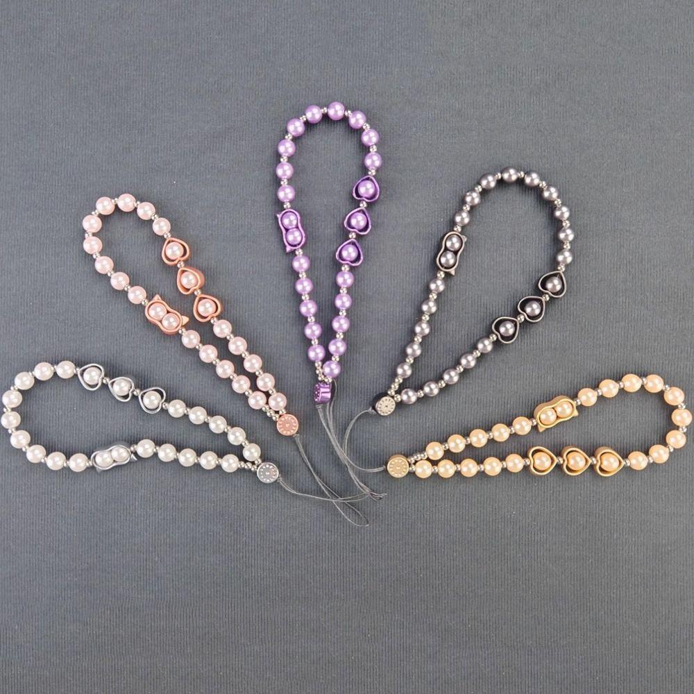 Cat Eye Pearl Phone Chain Wrist Strap Cellphone Charm Beaded Phone Lanyard  Girls Women