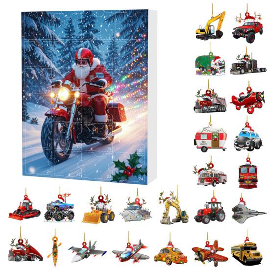2025 Transportation Advent Calendar 24 Days Christmas Countdown with Collectible Train Plane Pendants Holiday Gifts for Toddler Boys Kids