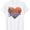 New York Skyline Herz T-Shirt - NYC Liebe Grafik T-Shirt(1)