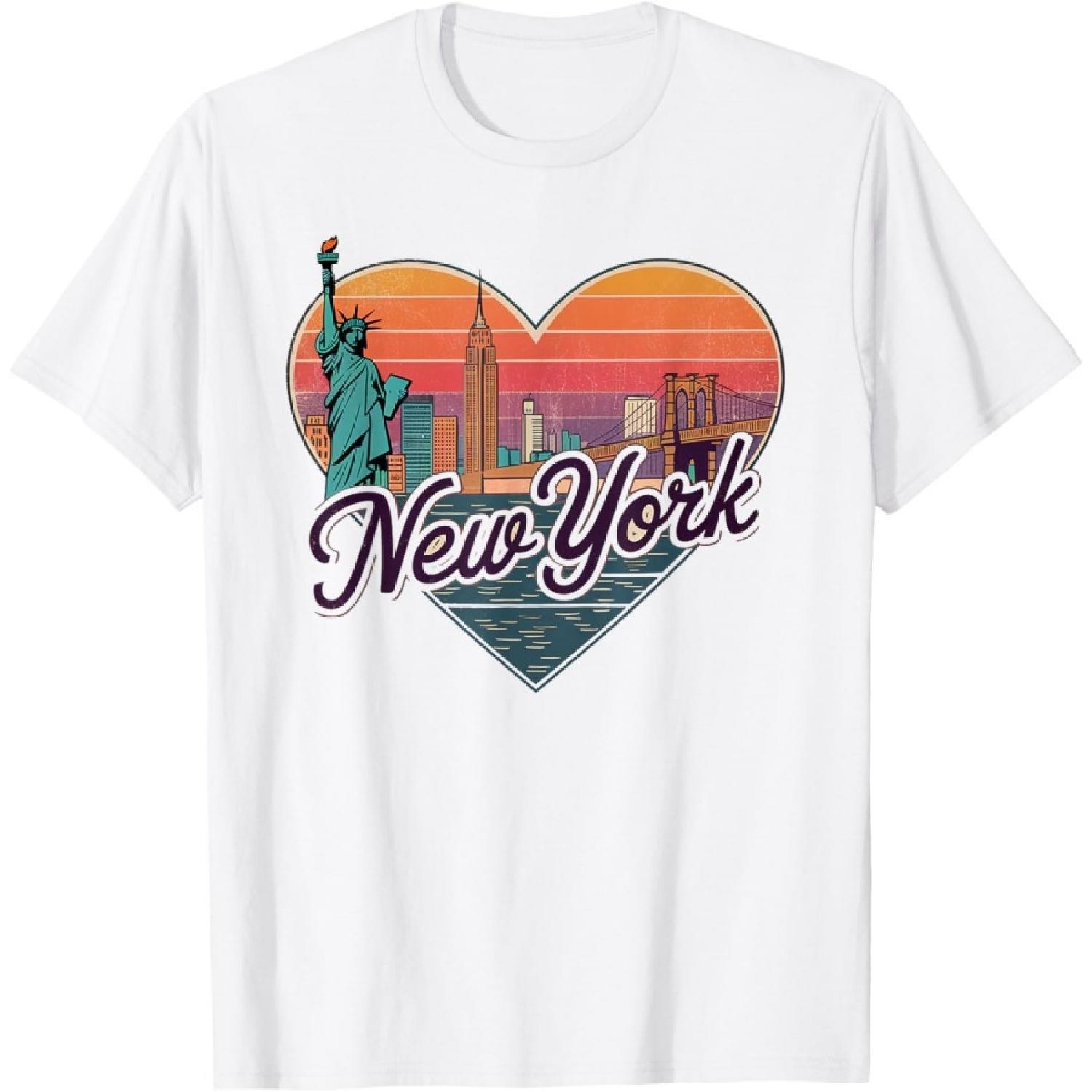 New York Skyline Heart T-Shirt - NYC Love Graphic T-Shirt(1) S