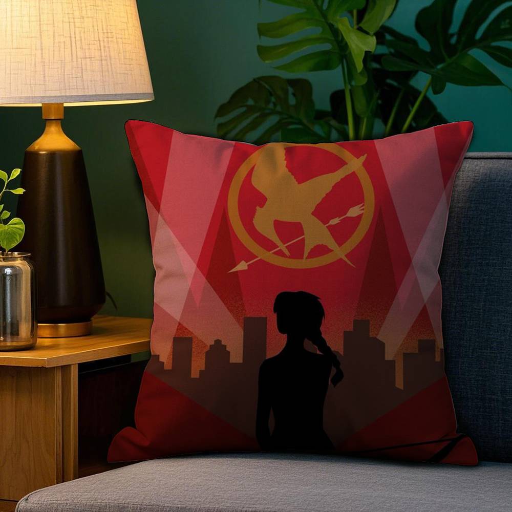 The H-Hunger Games Pillow Case Plush Fabric Soft Double Sided Print Sofa Cushion Cover Throw Pillow Covers