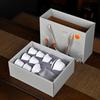 Suet Jade Kung Fu Tea Set, a Complete Set of Household Ceramic Cover Bowls and Teacups, a Complete Set of White Porcelain