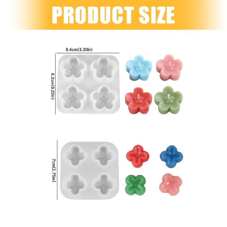 4 Cavities Floral Silicone Candle Molds Easy Demolding Silicone Baking Mould for Candle Soap Chocolate and Resin Casting