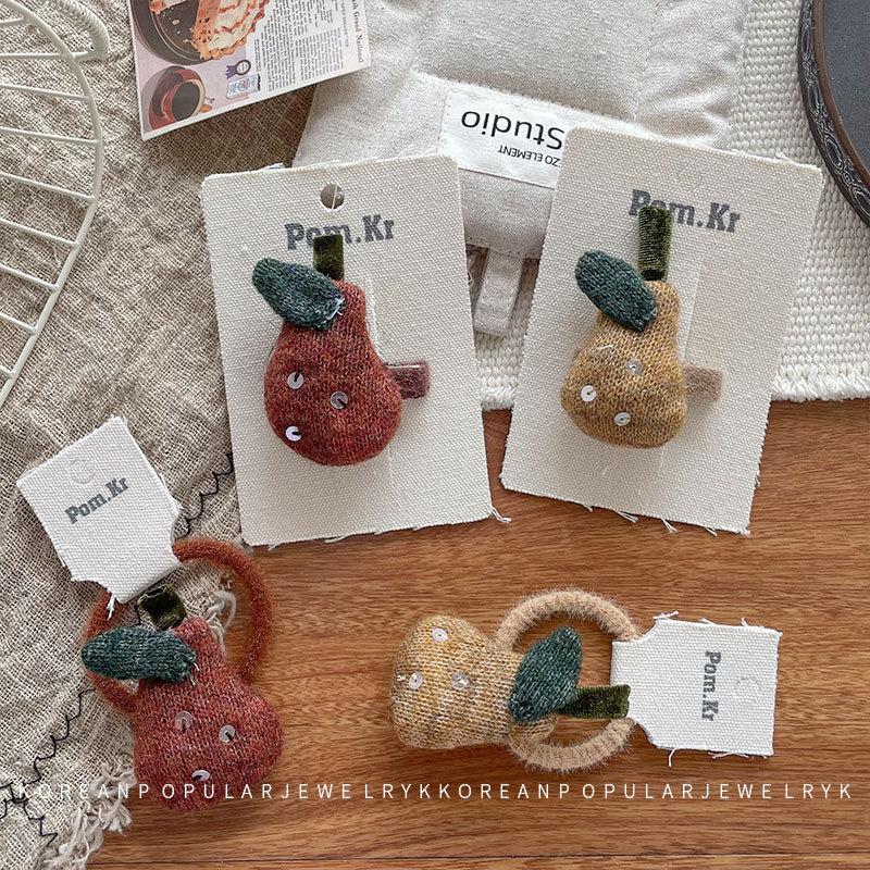 Korean-Style Wool Hair Clip: Cute Cotton-Filled Bang Clip & Versatile Ponytail Tie for Kids