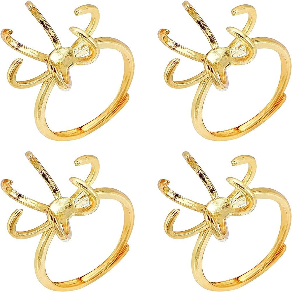 

4 шт. Золоті регульовані латунні основи для кілець 18 мм*15 мм Компоненти для кілець на палець DIY Ремесла