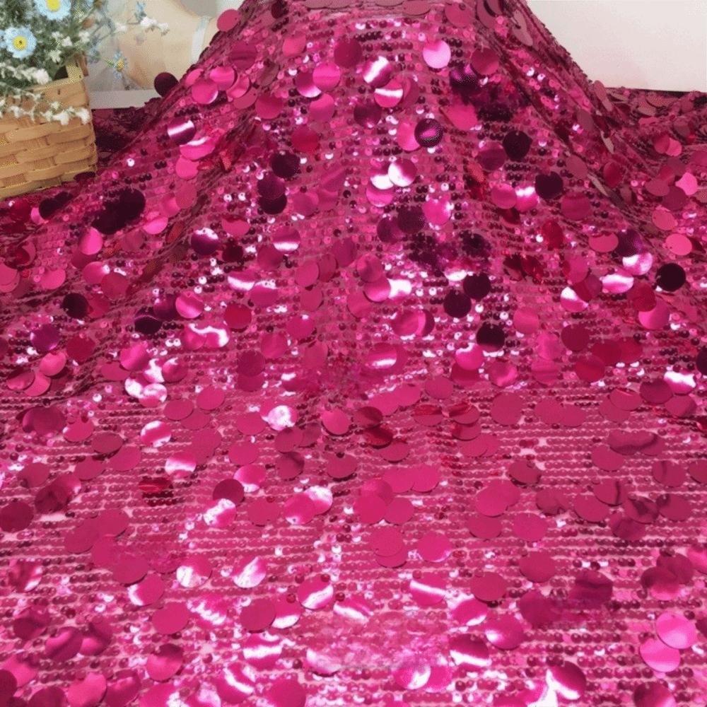 1 Yard/Width 130cm Circular Sequin Fabric Large Embroidered Stage Costume Fabric Mesh Bottom Wedding Dress Fabric