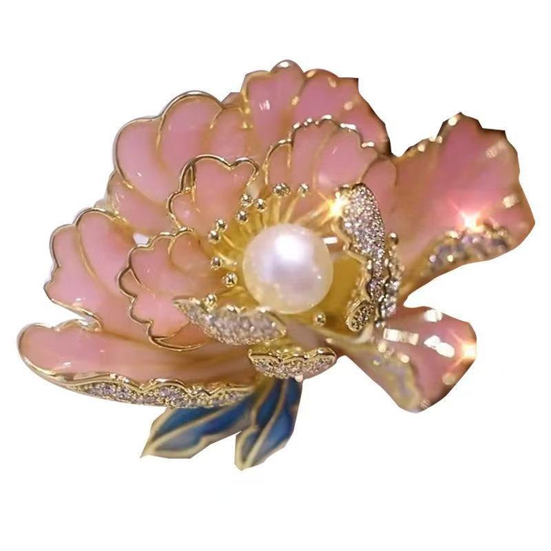 Peony Brooch: Elegant Women s Chinese-Style Pearl Flower Pin for Cheongsam & Hanfu Accessories