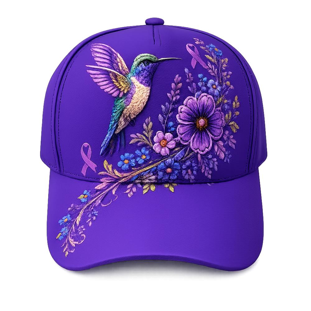 Hummingbird Print Baseball Hat Forget-me-not Floral Print Sun Hat For Women D