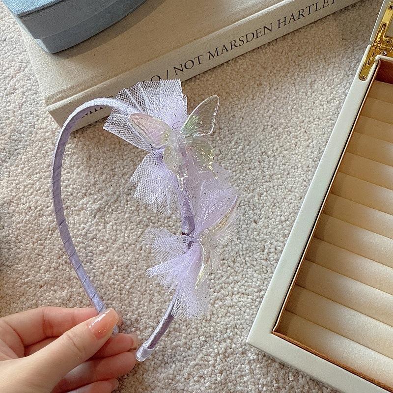 

Spring Summer New Kids Hair Hoops Fairy Butterfly Tulle Headbands for Princesses Girls Sparkly Cute Hair Accessories Must-Have