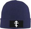 Berretto a Cuffia con Croce Ortodossa Bianca Unisex Donna Cappello in Maglia Cappello a Calza Cappello Lento a Teschio Caldo Cappello di Copertura Cappello in Maglia Nero