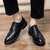 2025 Foreign Trade Brock Korean Edition Trend Small Leather Shoes Men's Leather Shoes Men's British Style Business Casual Suit Brown