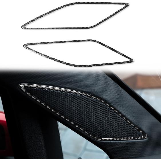 Real Carbon Fiber Car Interior Door Bowl Cover Trim Stickers Compatible with Volkswagen VW Golf 8 8.5 MK8 GTI 2021 2022 2023 Auto Accessories Decals
