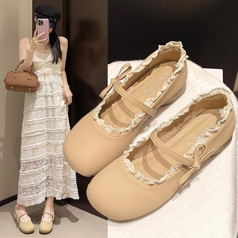 Spring and summer with skirts, evening shoes, shallow mouth Lolita small leather shoes, French low-heeled Mary Jane single shoes, women's 2025 new mo