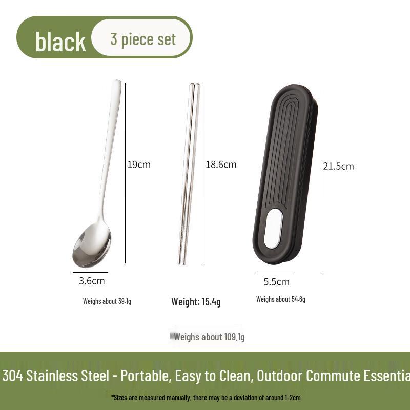 Ruhan Portable Stainless Steel 3-Piece Cutlery Set
