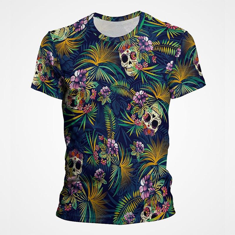 

Летний принт 3D День мертвых Мексиканский череп День мертвых Мужская футболка с коротким рукавом Свободная Плюс Мужская Повседневная Тренд Футболка с коротким рукавом Топ 6xl