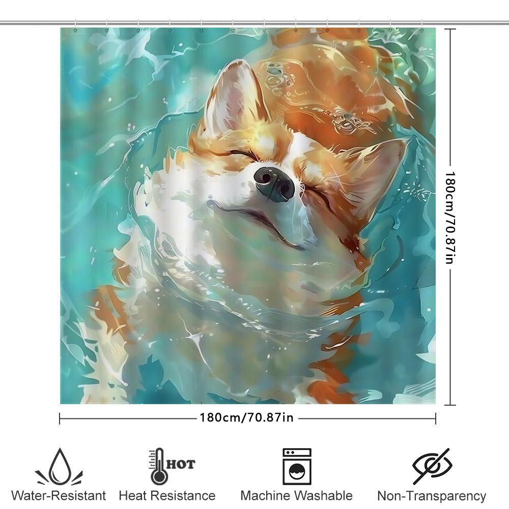 

Shiba Inu Dog Shower Curtain Cute Pet Artwork Water Splash Bathroom Decor Waterproof Durable For Stylish Home Upgrade Easy-Clean W60H190(CM)-1 Pcs