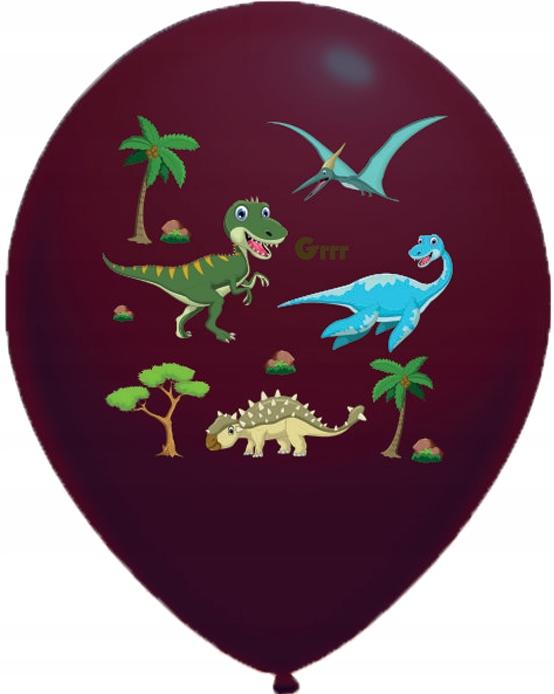Balony Pastelowe Nadruk Dino 14 Cali 10 Szt.