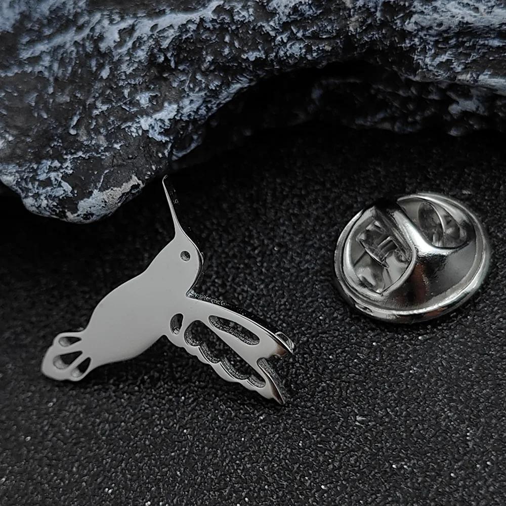 Stainless Steel Hummingbird Brooch Men Cute Animal Design Jewelry Wedding Men's Shirt Suit Badge Lapel Pins Accessory
