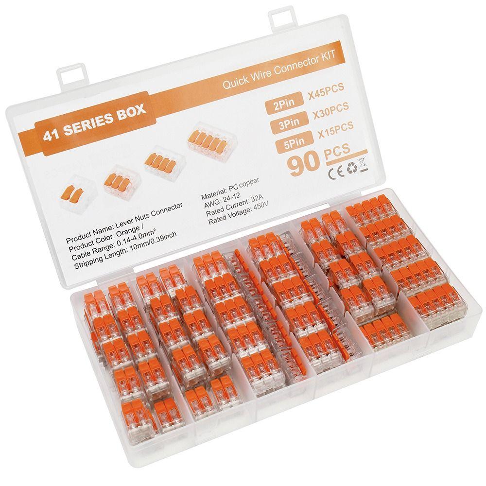 90 PCS 2/3/5 Port Wire Connector Assortment Pack Electrical Lever Wire Connectors  Electrical Wires