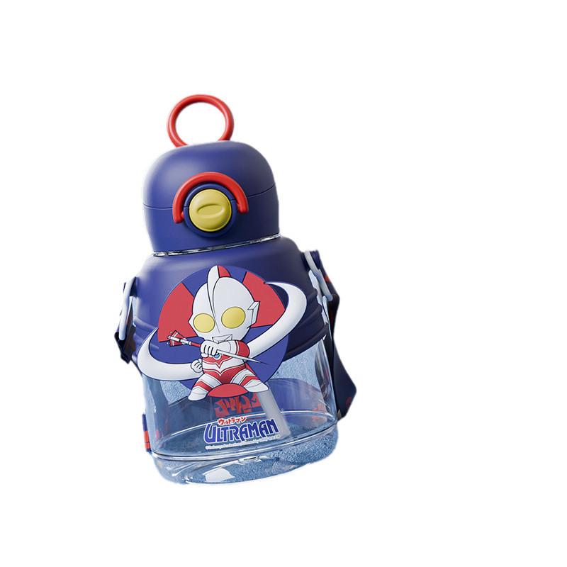 700ml Ultraman Plastic Water Bottle Cartoon Sealing Straw Drinking Lightweight