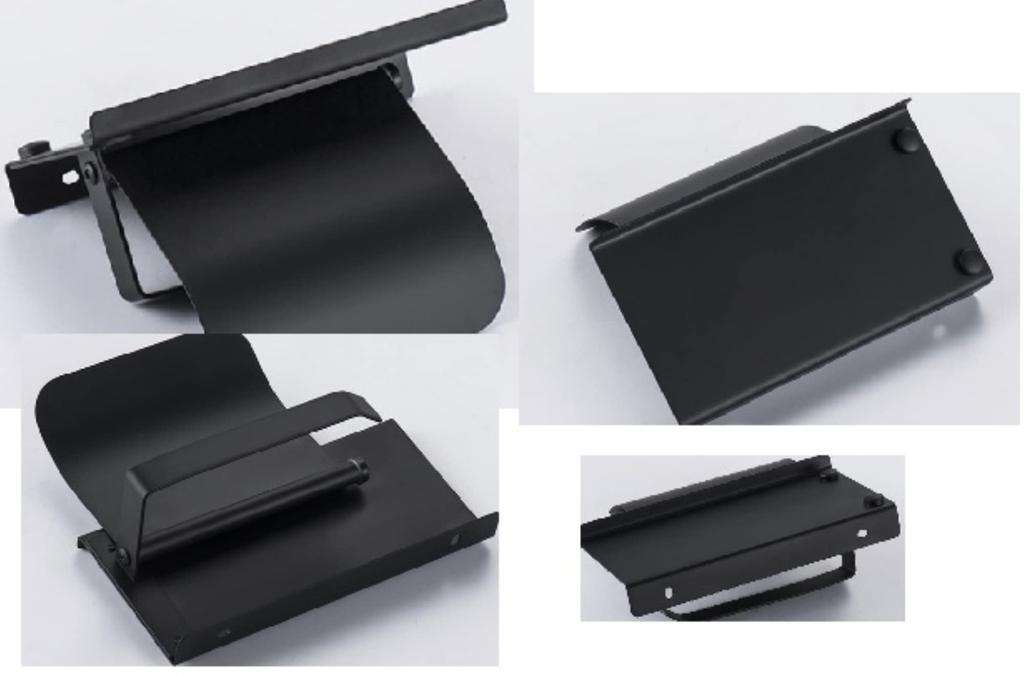 King's Arm Toilet Paper Holder with Shelf, Black (Single)