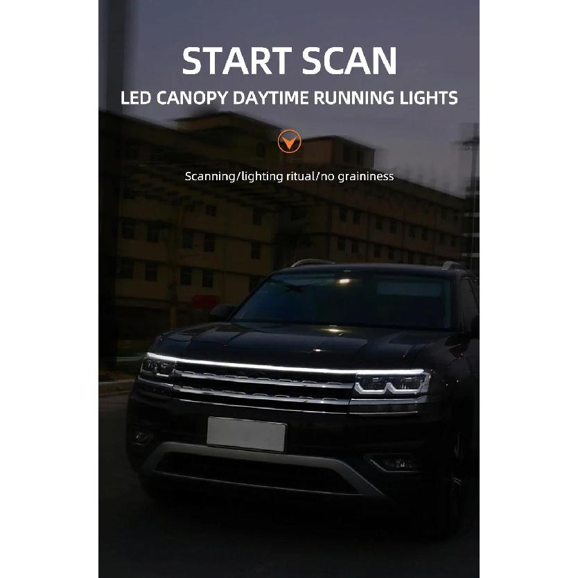 120cm LED Daytime Running Light Scan Starting Car Hood Decorative Lights DRL Auto Engine Hood Guide Decorative Ambient Lamp 12V Dome Lights 6