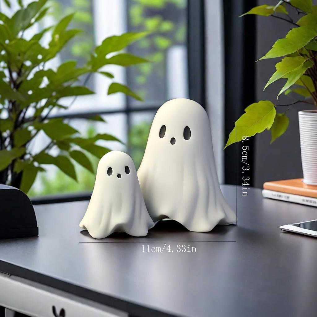 Halloween Ghost Figurine - Spooky Resin Ghost Statue, Cute Finger Ghost Ornaments, Perfect for Indoor & Porch Halloween Decor