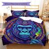 Psychedelic Animals Pattern Bedding Quilt Set Quilt Cover Pillowcase Home Decoration Birthday Gift (1 * Duvet Cover + 2 * Pillowcase, Without Core)