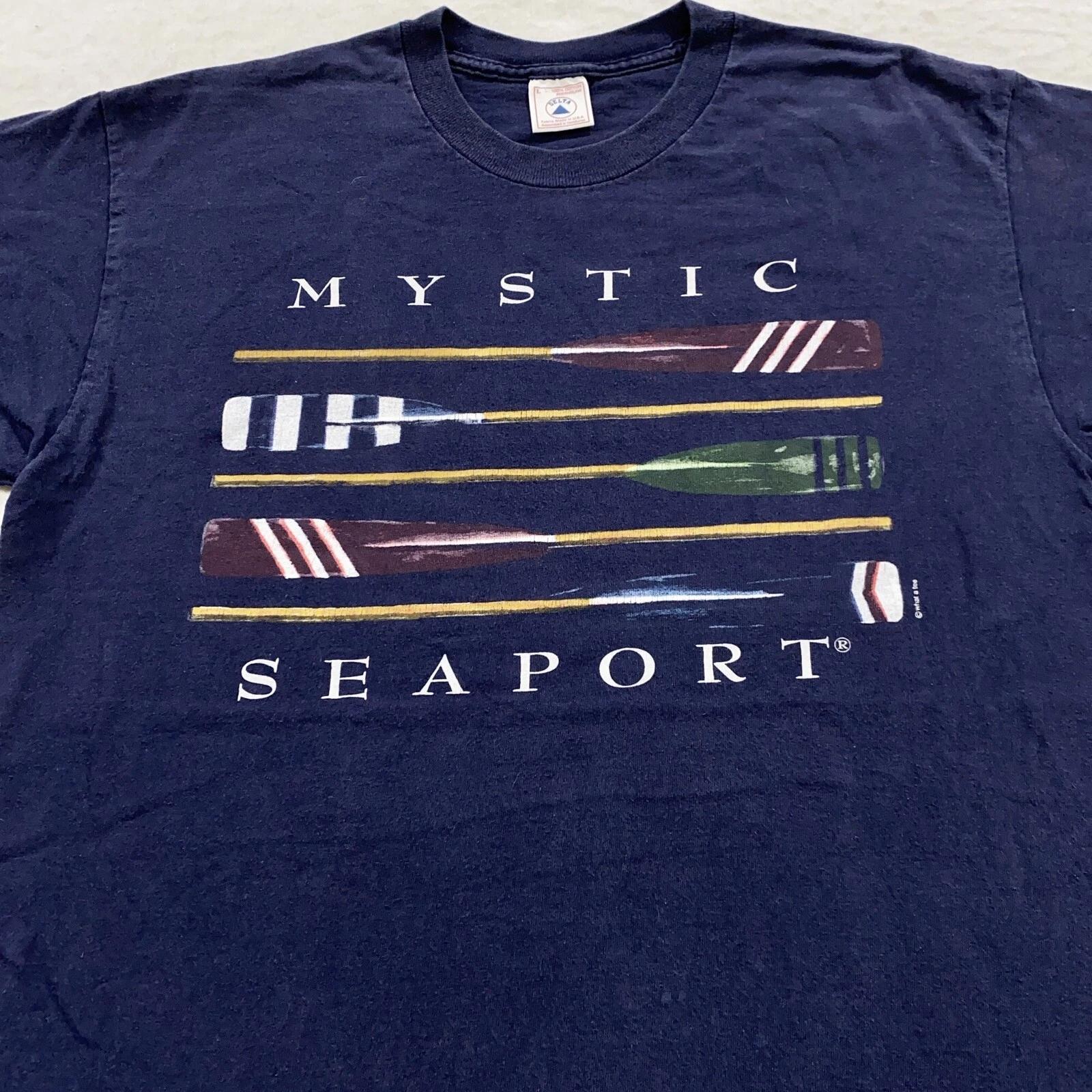 

vintage 90s MYSTIC SEAPORT MUSEUM CONNECTICUT T-Shirt MEDIUM/LARGE ship boat 4XL