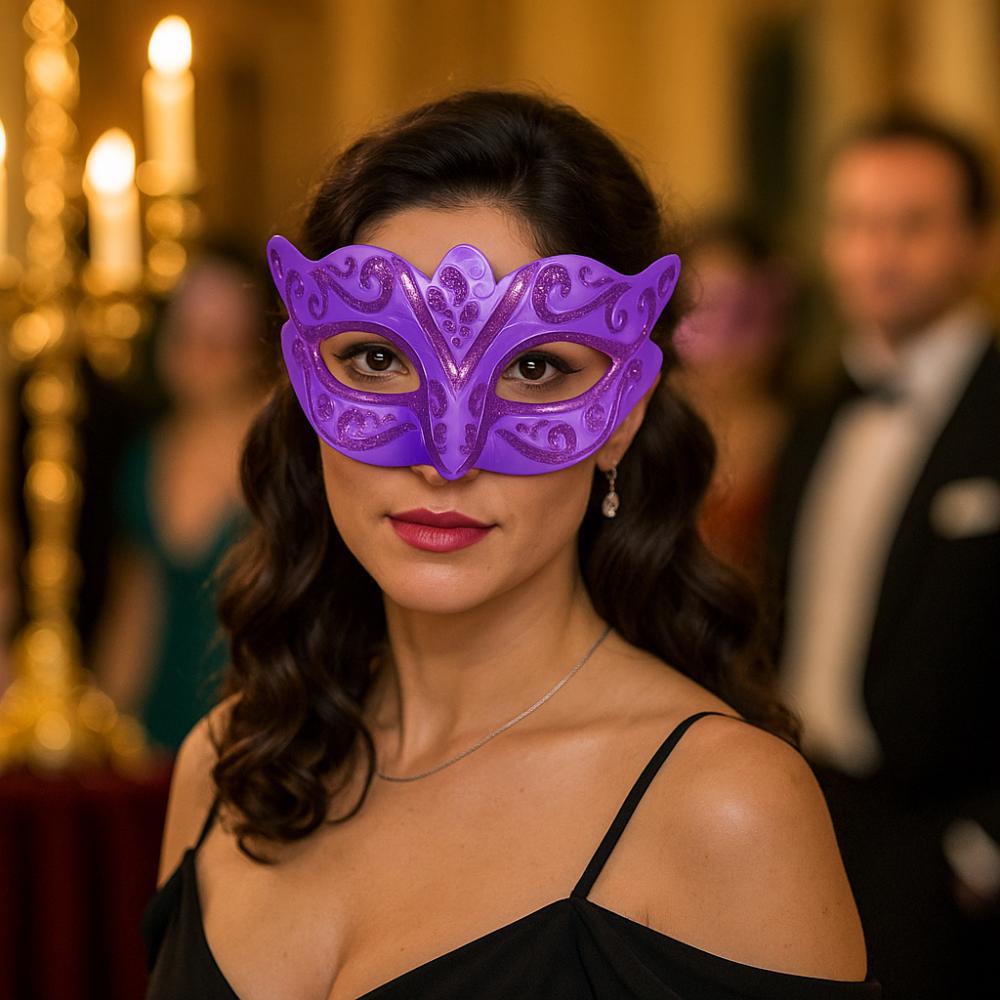 Plastic Halloween Masks Party Cosplay Props Venice Mask Personality Glitter Mask  Women