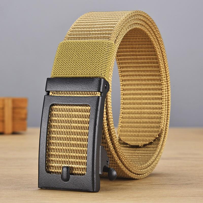 New toothless iron sheet automatic buckle nylon belt for men's outdoor leisure, breathable canvas belt, versatile pants belt