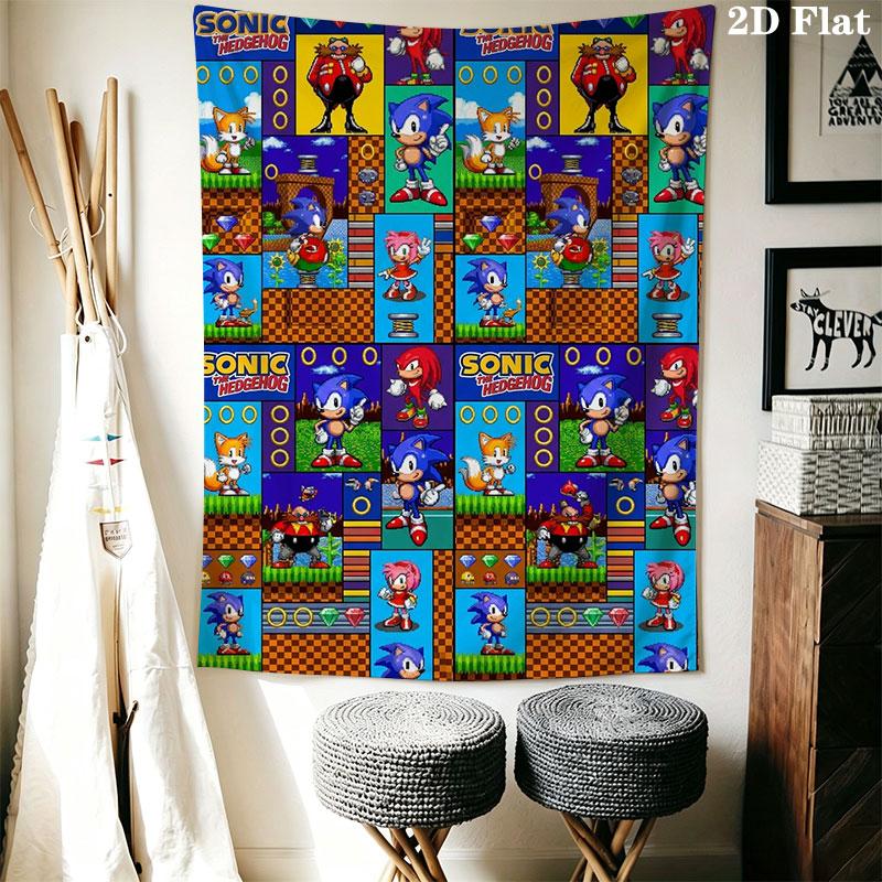 Hedgehog Sonic Bend Wall Hanging Printed Fabric Blanket Decorative Tapestries for Bedroom Living Room Home Decor