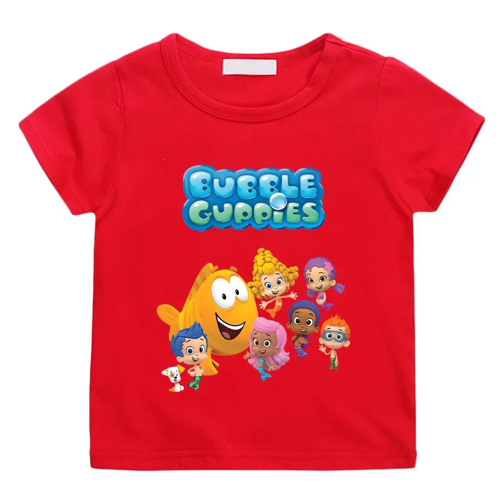Bubble Guppies T-shirts Children's Cotton Tshirts Boys Girls Tees Kawaii Kids Tshirt Short Sleeve Top Funny Fashion Tees Clothes