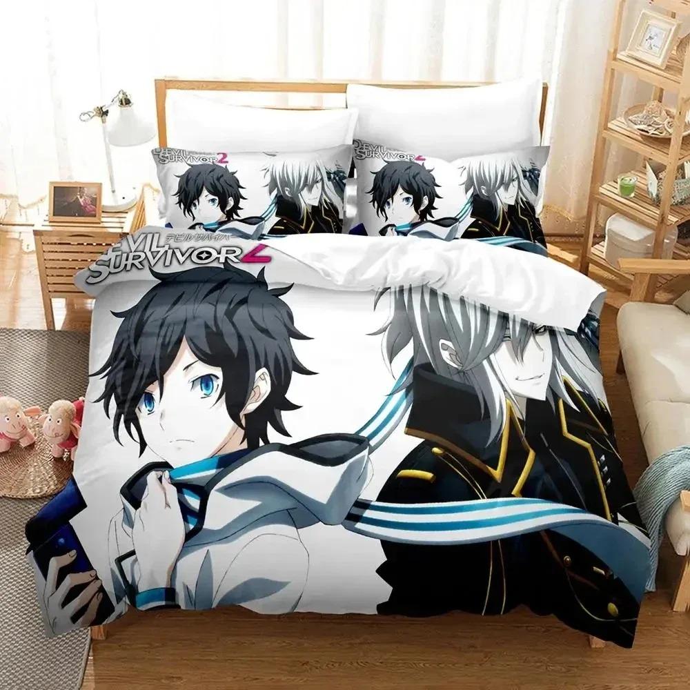 3D Anime Devil Survivor Bedding Set Duvet Cover Bed Set Quilt Cover Pillowcase Comforter king Queen Size Boys Adult Bedding Set