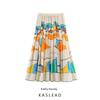Kaslead New Women Clothes Western Style Fashion Simple and Versatile Wide Pleat Printed Dress 3145176