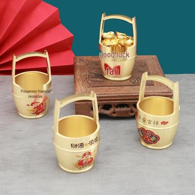 Small Pure Brass Water Bucket Feng Shui Ornament