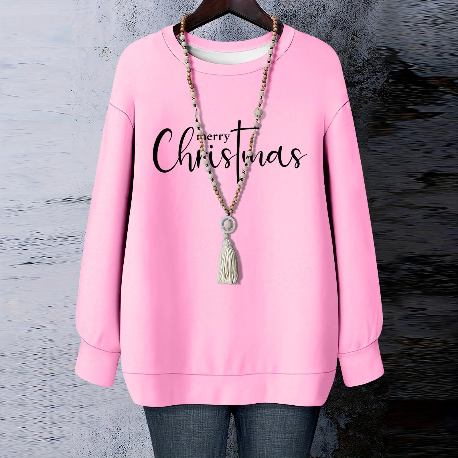 

Ladies Christmas Printed Round Neck Long Sleeved T-shirt Sweatshirt Top M